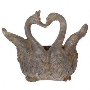 Šedý antik květináč zamilované labutě Swan Baroque - 49*27*37 cm 5MG0058 obraz