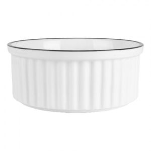 Bílá keramická miska s vroubky a černým okrajem - Ø 16*7 cm / 650 ml 6CEBO0211 obraz