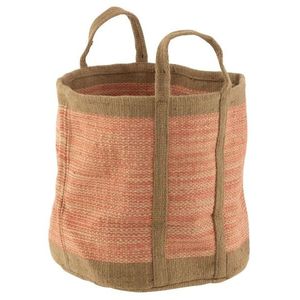 Hnědo-růžový pletený jutový koš s uchy Ecru - Ø 40*60 cm 41558 obraz