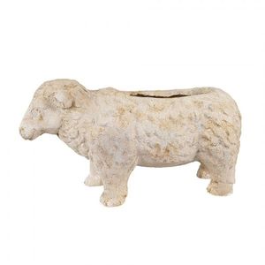 Béžový antik dekorační květináč ovečka Farm Brocante - 48*19*26 cm 6MG0114 obraz