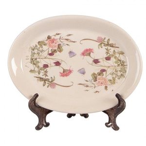 Keramický oválný podnos s lučními květy Flowers of Love - 25*18*2 cm 6CE2030 obraz