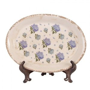 Keramický oválný podnos s květy hortenzie Lilla - 25*18*2 cm 6CE2024 obraz