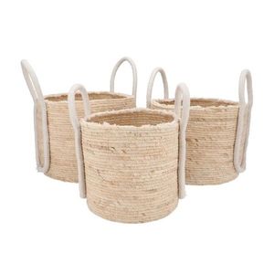 3ks koš květináč z trávy s uchy Venice - Ø35*28 / Ø30*25 / Ø25*25 cm 410086 obraz