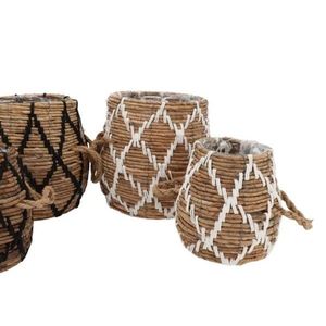 2ks koš květináč z trávy s uchy Venice bílá - Ø29*30 / Ø19*25 cm 410090_bílá obraz