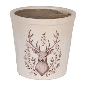 Béžový obal na květináč s jelenem Gentle Wilderness L - Ø 17*16 cm 6CEGTW0001L obraz