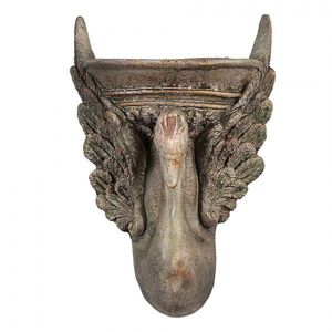Hnědý antik nástěnný květináč labuť Swan Baroque - 30*15*43 cm 6MG0112 obraz