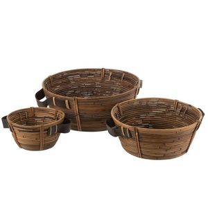 Set 3ks kulatý ratanový košík Rattan Brown - Ø 44*18/ Ø 35*15/ Ø 24*12 cm 20771 obraz