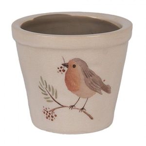 Keramický květináč s ptáčkem Vintage Green Pine XS - Ø 8*7 cm 6CEVGP0001XS obraz