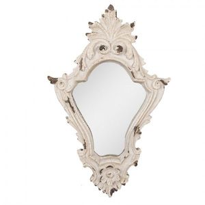 Bílé antik nástěnné zrcadlo s ornamenty Brocante - 27*5*42 cm 62S321 obraz