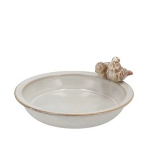Béžové keramické ptačí pítko/krmítko s ptáčky - Ø 23*5 cm 573209 obraz
