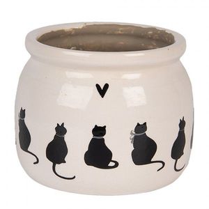 Béžový obal na květináč s kočkami a srdíčkem Dog&Cat S - Ø 12*10 cm 6CEPWS0001S obraz