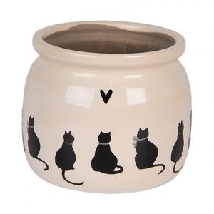 Béžový obal na květináč s kočkami a srdíčkem Dog&Cat M - Ø 16*13 cm 6CEPWS0001M obraz
