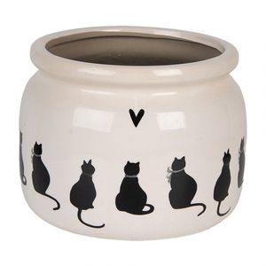 Béžový obal na květináč s kočkami a srdíčkem Dog&Cat L - Ø 20*15 cm 6CEPWS0001L obraz