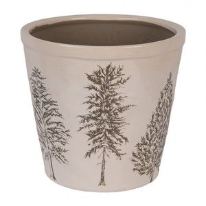 Béžový obal na květináč se stromky Natural Pine Trees XL - Ø 21*20 cm 6CENPT0001XL obraz