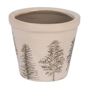 Béžový obal na květináč se stromky Natural Pine Trees XS - Ø 8*7 cm 6CENPT0001XS obraz