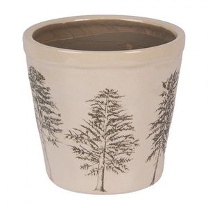 Béžový obal na květináč se stromky Natural Pine Trees M - Ø 15*14 cm 6CENPT0001M obraz