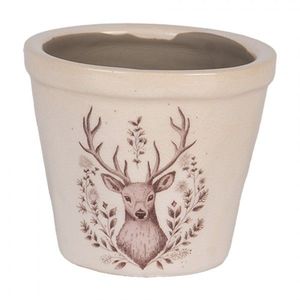 Béžový obal na květináč s jelenem Gentle Wilderness XS - Ø 8*7 cm 6CEGTW0001XS obraz