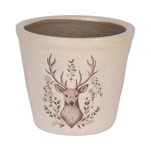 Béžový obal na květináč s jelenem Gentle Wilderness S - Ø 12*11 cm 6CEGTW0001S obraz