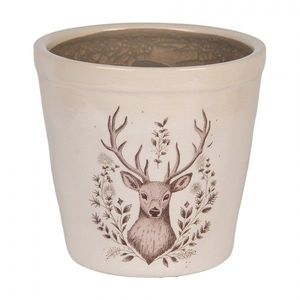 Béžový obal na květináč s jelenem Gentle Wilderness M - Ø 15*14 cm 6CEGTW0001M obraz