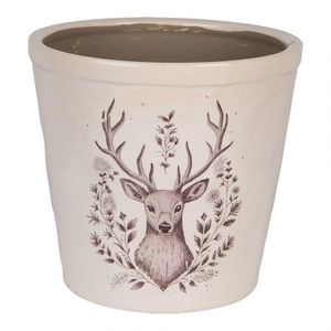 Béžový obal na květináč s jelenem Gentle Wilderness XL - Ø 21*20 cm 6CEGTW0001XL obraz