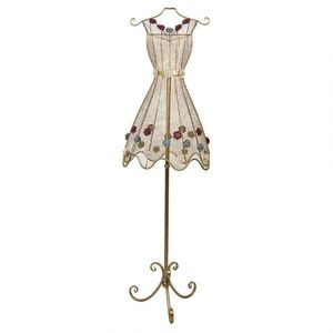 Zlatá kovová figurína se zdobnými šaty s květy Mannequin - 42*28*151 cm 5Y1269 obraz