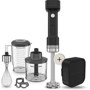 KitchenAid Bezdrátový tyčový mixér GO s příslušenstvím a baterií, 5KHBRV75BM, černá mat 5KHBRV75BM obraz