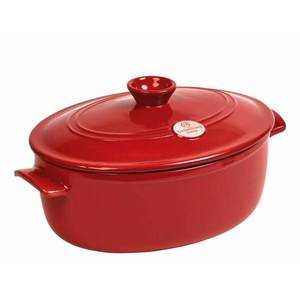 Emile Henry Keramický oválný hrnec s poklicí Flame, 39, 5 x 26, 5 cm, granátová 344560 obraz