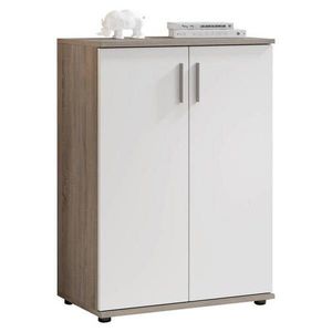 Carryhome KOMODA, bílá, tmavý dub, 60/84/35 cm obraz