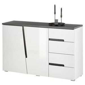 MID.YOU KOMODA, antracitová, vysoce lesklá bílá, 132/83/38 cm obraz