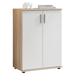 Carryhome KOMODA, bílá, Sonoma dub, 60/84/35 cm obraz