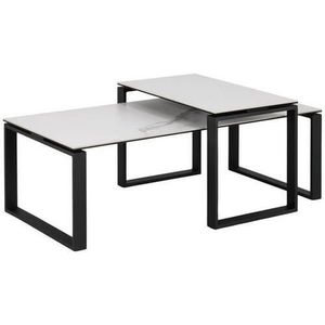 MID.YOU SADA KONFERENČNÍCH STOLKŮ, černá, bílá, kov, sklo, 115/55/45 cm obraz
