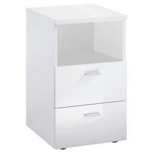 Carryhome NOČNÍ STOLEK, vysoce lesklá bílá, 35/62/40 cm obraz