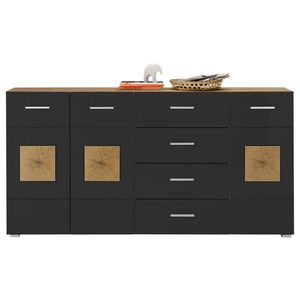 MID.YOU ŠIROKÁ KOMODA, černá, dub artisan, 180/92/38 cm obraz