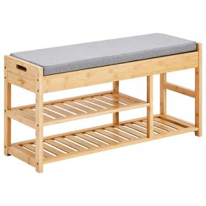 Xora LAVICE S BOTNÍKEM, šedá, přírodní barvy, 90/45/30 cm obraz
