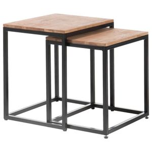 Xora SADA KONFERENČNÍCH STOLKŮ, přírodní barvy, černá, barvy dubu, dřevo, kov, 45-50/45-50/37-40 cm obraz