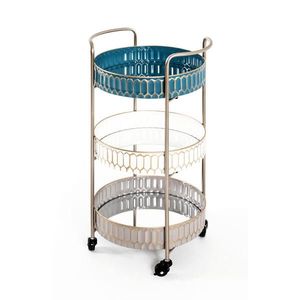 XXXL SERVÍROVACÍ VOZÍK, krémová, šedohnědá, barvy zlata, petrolej, 40/77/36 cm obraz