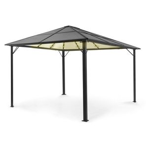 Blumfeldt Pantheon Solid Sky Ambient Solar, pavilon s střechou, 3 × 4 m, polykarbonát, hliník, osvětlený obraz