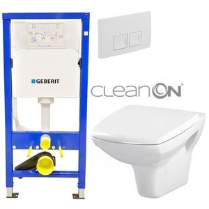 GEBERIT DuofixBasic s bílým tlačítkem DELTA50 + WC CERSANIT CLEANON CARINA + SEDÁTKO 458.103.00.1 50BI CA1 obraz