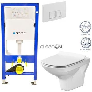 GEBERIT DuofixBasic s bílým tlačítkem DELTA50 + WC CERSANIT CLEANON CARINA + SEDÁTKO 458.103.00.1 50BI CA3 obraz