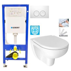 GEBERIT DuofixBasic s bílým tlačítkem DELTA21 + WC JIKA LYRA PLUS RIMLESS + SEDÁTKO DURAPLAST SLOWCLOSE 458.103.00.1 21BI LY2 obraz