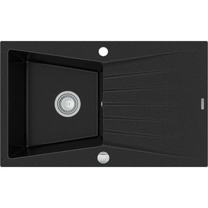 MEXEN Cesar granitový dřez 1-mísa dřez s odkapávač 775x470 mm, černá 6514771010-77 obraz