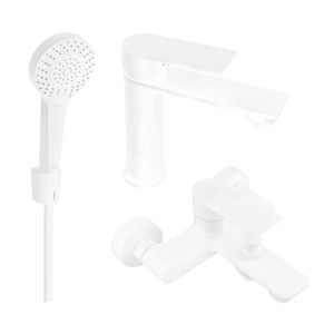 MEXEN/S Royo R05 Set umyvadlové a vanové baterie s příslušenstvím, bílá 72203R05-20 obraz