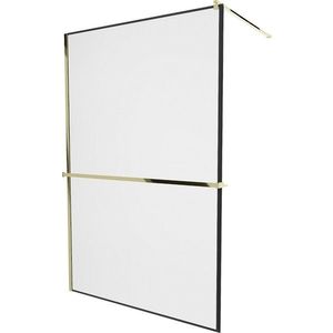 MEXEN/S KIOTO Sprchová zástěna WALK-IN s poličkou a držákem ručníků 70 x 200, transparent 8 mm, černá 800-070-121-50-70 obraz