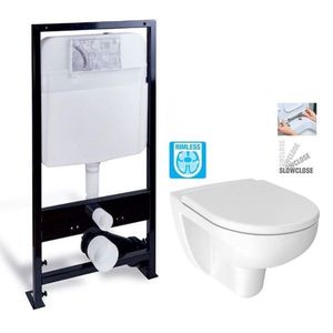 PRIM předstěnový instalační systém bez tlačítka + WC JIKA LYRA PLUS RIMLESS + SEDÁTKO DURAPLAST SLOWCLOSE PRIM_20/0026 X LY2 obraz