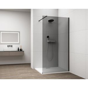 POLYSAN ESCA BLACK MATT jednodílná sprchová zástěna k instalaci ke stěně, kouřové sklo, 700 ES1270-02 obraz