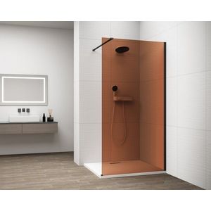 POLYSAN ESCA BLACK MATT jednodílná sprchová zástěna k instalaci ke stěně, sklo Marron, 1000 ES1510-02 obraz