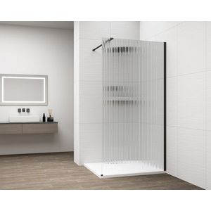 POLYSAN ESCA BLACK MATT jednodílná sprchová zástěna k instalaci ke stěně, sklo Flute, 1200 ES1312-02 obraz