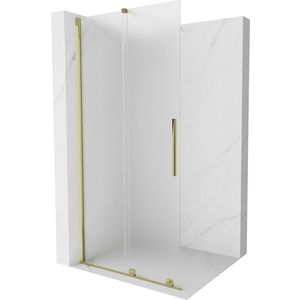 MEXEN/S Velar Sprchová zástěna posuvná Walk-in 100 x 200 cm, dekor 8 mm, zlato 871-100-000-33-50 obraz