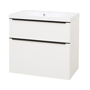 Mereo Mailo, koupelnová skříňka s umyvadlem z litého mramoru 81 cm, bílá, mat, černé madlo CN541MB obraz