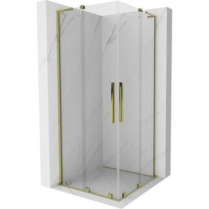 MEXEN/S Velar L Duo sprchový kout, posuvné dveře 90 x 90 cm, transparent, zlato 871-090-090-02-03-50 obraz